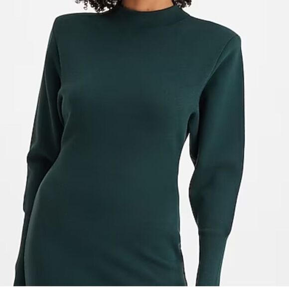 Express Women's Dolman Sleeve Mini Sweater Dress Olive Green Size S NWT - Picture 1 of 5